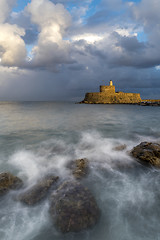 Image showing Agios Nikolaos fortress on the Mandraki harbour of Rhodes Greece