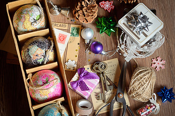 Image showing Gifts and christmas ornaments 