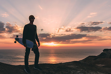 Image showing Skater boy at sunset