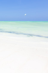 Image showing Kite surfers on Paje beach, Zanzibar, Tanzania.