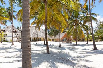 Image showing Bungalow on perfect white sandy beach, Paje, Zanzibar, Tanzania