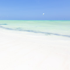 Image showing Kite surfers on Paje beach, Zanzibar, Tanzania.