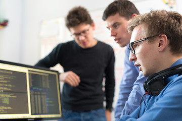 Image showing Startup business, software developer working on desktop computer.