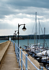 Image showing Pier and Sailboats