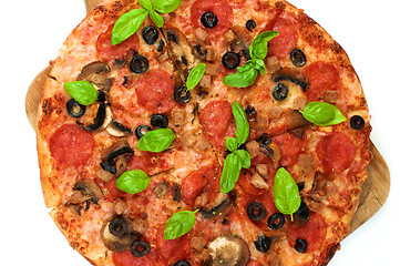 Image showing Pepperoni and Mushrooms Pizza