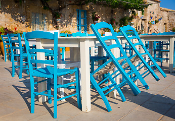 Image showing Tables in a traditional Italian Restaurant in Sicily