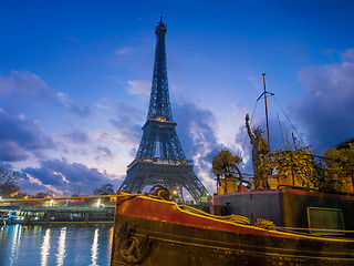 Image showing The Eiffel tower at sunrise in Paris 