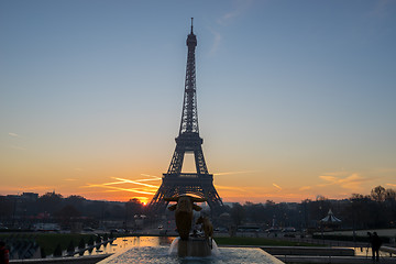 Image showing The Eiffel tower at sunrise in Paris