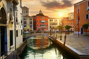 Image showing Venetian cityscape at sunrise