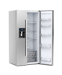 Image showing Big refrigerator with opened door