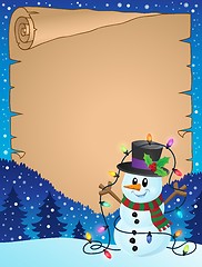 Image showing Parchment with Christmas snowman theme 3