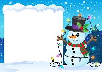 Image showing Snowy frame with Christmas snowman 2