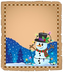 Image showing Parchment with Christmas snowman theme 4