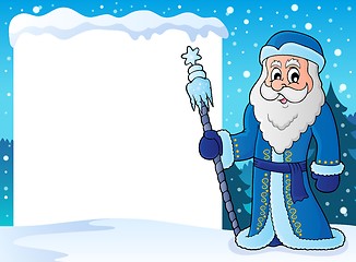 Image showing Snowy frame with Father Frost