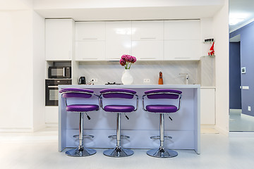 Image showing white dining table in modern kitchen
