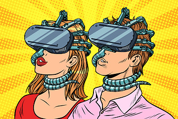 Image showing couple man and woman in virtual reality