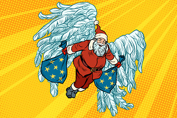 Image showing Santa Claus angel wings, Christmas gifts