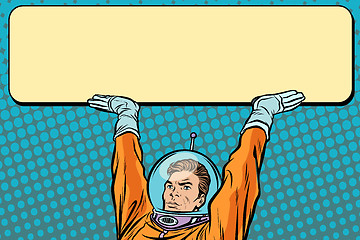 Image showing Astronaut holding a banner poster