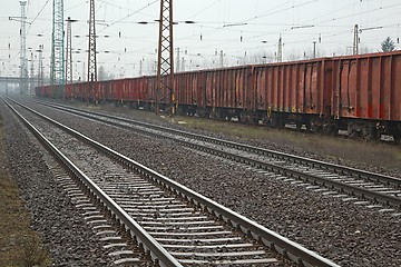 Image showing Railway Tracks and Wagons