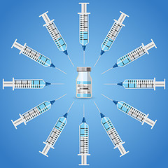 Image showing plastic medical syringe and vial icon