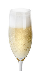 Image showing Closeup of glass of champagne with foam