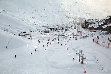 Image showing Skiing slopes, with many people