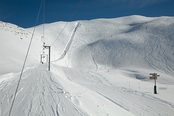 Image showing Skiing slopes sunny weather