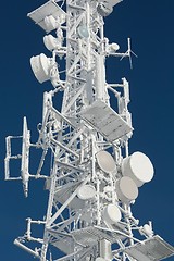 Image showing Transmitter tower frozen in winter frost