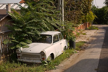 Image showing Abandoned Trabant in a street