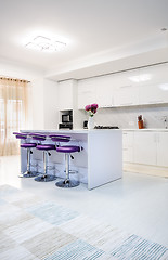 Image showing white dining table in modern kitchen