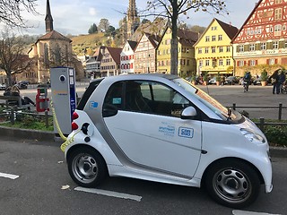 Image showing An electronic car charging in the city of Essslingen