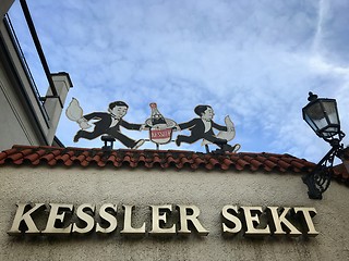 Image showing Old logo on the building of Kessler Sekt winery