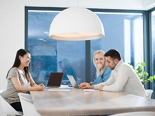 Image showing Startup business team at a meeting in modern office building