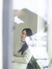 Image showing asian woman enjoying at home