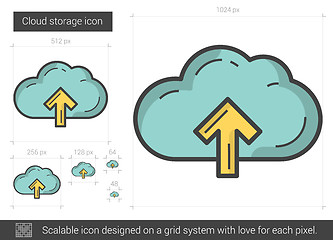 Image showing Cloud storage line icon.