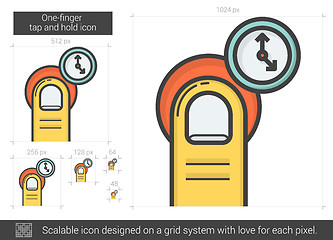 Image showing One-finger tap and hold line icon.