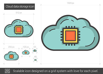 Image showing Cloud data storage line icon.