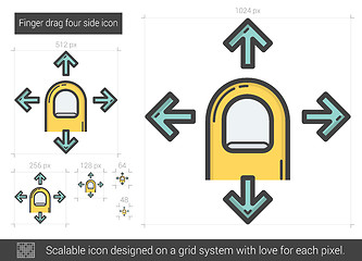 Image showing Finger drag four side line icon.