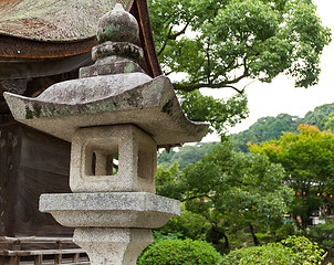 Image showing Stone lantern in japane temple