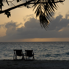 Image showing Maldivian island at sunset