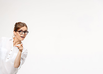 Image showing Successful business woman at the office looking at camera