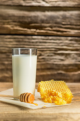 Image showing Sweet honeycomb on wooden table