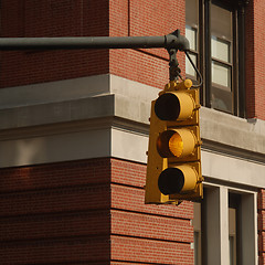 Image showing Yellow traffic sign in NYC