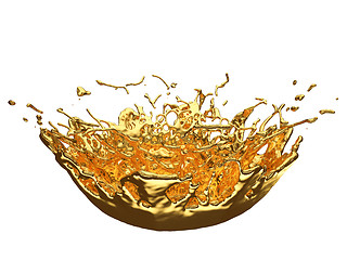 Image showing Splashes or splatters of melted gold or oil isolated on white