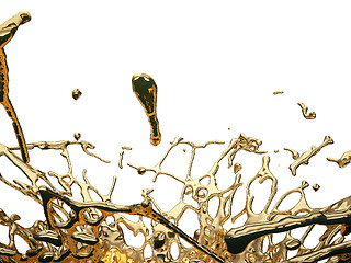 Image showing Liquid gold or oil splashes isolated on white