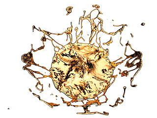 Image showing Melted gold or oil splashes isolated on white