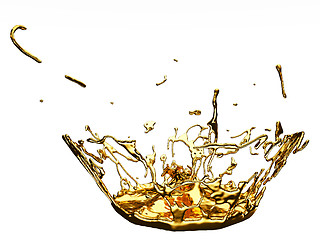 Image showing Liquid gold or oil splashes isolated on white