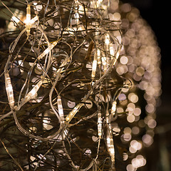 Image showing Christmas street decoration with electric garland lights