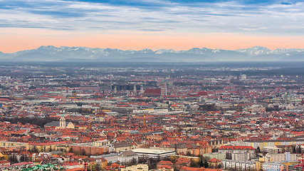 Image showing Munich historical center panoramic aerial cityscape view