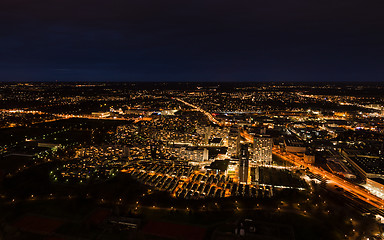 Image showing Aerial panoramic cityscape view of night Munich